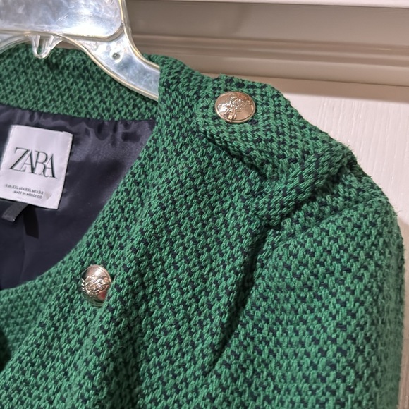 Zara Jackets & Coats Zara Cropped Tweed Doublebreasted Blazer